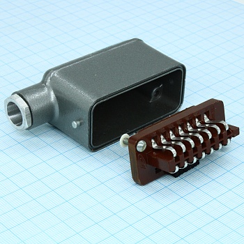 РШАВКУ-14-1-О - Приборно-кабельный соединитель 14 контактов угловой