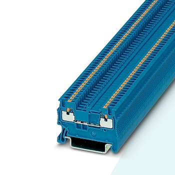 Проходная клемма UPT-1.5-BE - Проходная клемма, тип фиксации провода: Push-in, номинальное сечение: 1,5 мм кв., 500V, 17,5A, ширина: 3,5 мм, цвет: синий, тип монтажа: DIN35