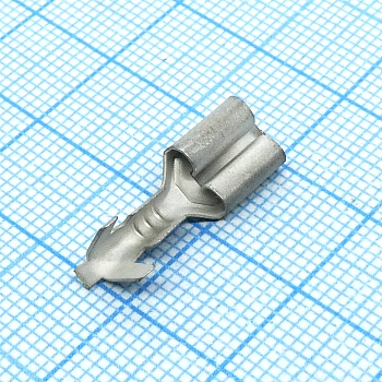 Контакт гнездовой 1/02505/44-02 - Контакт гнездовой 6.3мм с монтажным усиком под провод сечением 1.25...2.5мм2  покрытие олово-висмут 2..3мкм, ОСТ37.003.032-88.