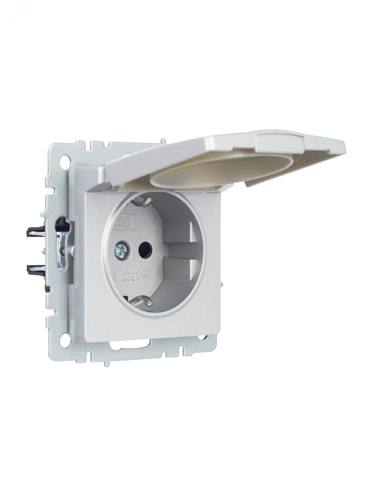 Розетка BRITE РСбш10-3-44-БрА 16А IP44 с заземл. защ. шторки с крышкой алюм. BR-R16-16-44-K47