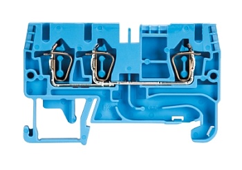 Клемма сдв. WKFN 2,5 D1/2/35 BLAU - Проходная клемма, 3 точки подключения, тип фиксации провода: пружинный, номинальное сечение: 2,5 мм кв., 24A, 800V, ширина: 5 мм, цвет: синий, тип монтажа: DIN 35
