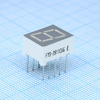 FYS-3911CUG-21 - 1 разрядный индикатор 9,9мм/зеленый/570нм/30-80мкд/ОК