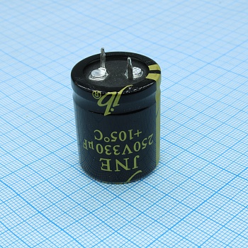 JNE2E331M10002500300 - Конденсатор алюминиевый электролитический 330мкФ 250В ±20% (25х30мм) защелкиваемые выводы 10мм 2000час 105°C россыпь