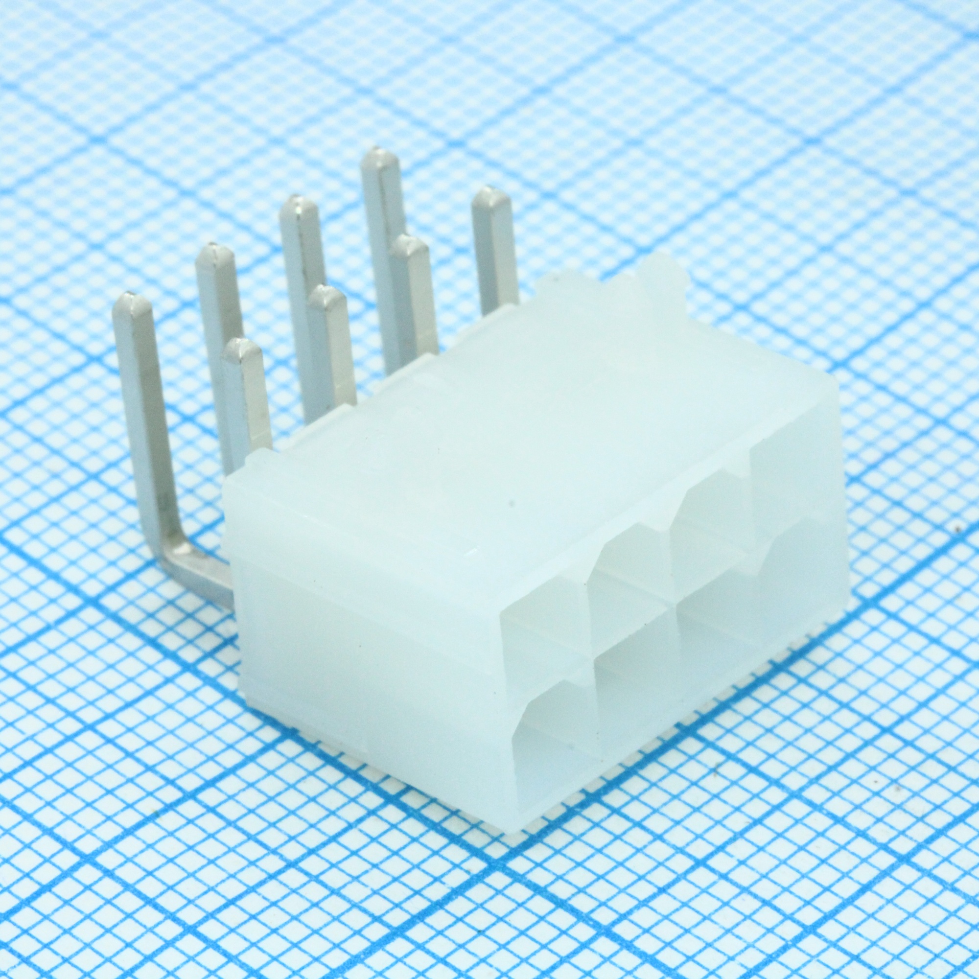 39301080 - Разъем типа провод-плата, вертикальный, 8 контакт(-ов), шаг 4.2мм Штыревой Разъем угловой серия Mini-Fit монтаж в отверстие