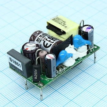 MFM-05-24 - AC-DC med, 5.5Вт, вход 80...264В AC 47...440 Гц, выход 24В/0.23А, изоляция 4000В AC, без корпуса 42х22.3х20.5мм, -40...+85°C