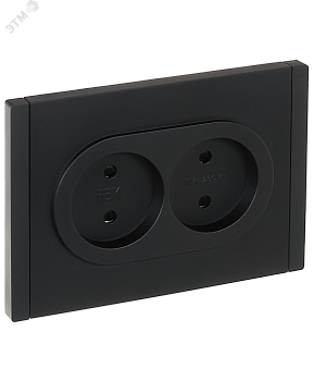 FORTE&PIANO Розетка 2-местная без заземления с защитными шторками безвинтовое крепление 10А FP125 черный IEK FP-R23-10-1-K02