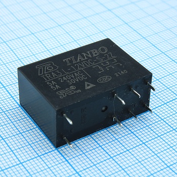 TRA3L-12VDC-S-2Z - Реле силовое 5А 2 контактных группы на переключение катушка 12В 270Ом 0.54Вт -40…+70°С