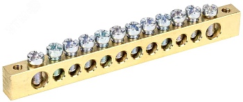 Шина PEN "земля-ноль" 8х12мм 12/2 (12групп/крепеж по краям) YNN21-12-100