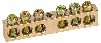 Шина NO-122-13 PEN "земля-ноль" 6х9мм 6/1 с креплениями по центру латунь Б0047227