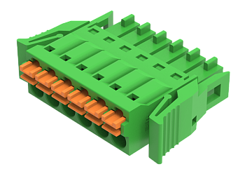 Розеточный разъем на кабель MC-RF3.5H24P-D-0001 - Розеточный разъем, прямой, на кабель, шаг: 3.5 мм, 24 полюса, фиксация провода Push-In исполнение: с защелками, 160V, 8A, цвет: зеленый