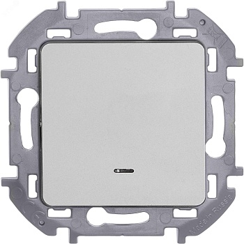 Переключатель 1-кл. Inspiria 10А IP20 250В 10AX с подсветкой / индикацией механизм алюм. Leg 673662