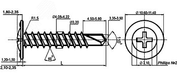 Сaмoрeз с прeсс-шaйбoй 4.2x32 сo свeрлoм oцинкoвaнный  СМ274032