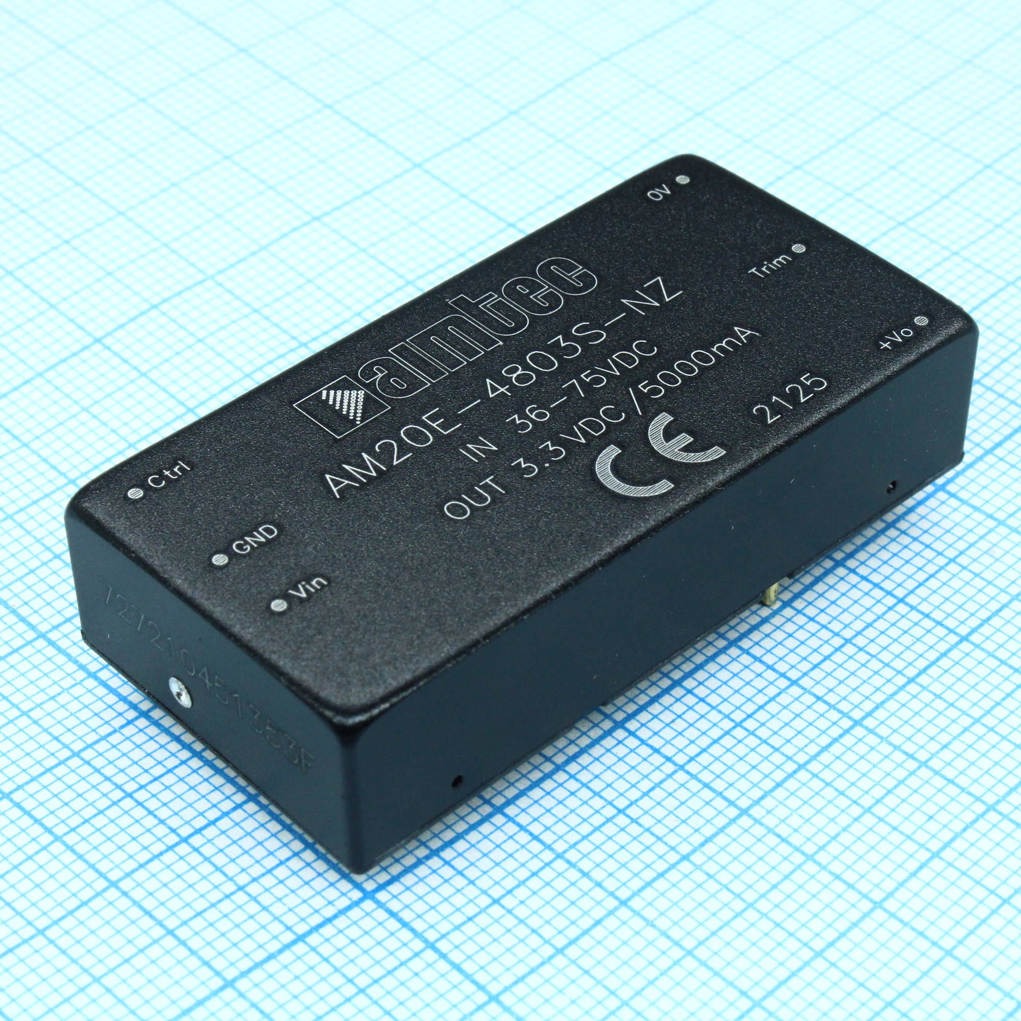 AM20E-4803S-NZ - DC/DC, 20Вт, вход 36…75В, выход 3.3В/5А, изоляция 1500В DC, КПД 86%, максимальная емкостная нагрузка не более 10000мкФ, вход On/Off, 2x1", 50.8x25.4x11.8мм, -40…85°C, металл