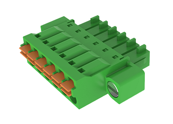 Розеточный разъем на кабель MC-RF3.81H09P-K-0001 - Розеточный разъем, прямой, на кабель, шаг: 3.81 мм, 9 полюсов, фиксация провода Push-In исполнение: с монтажными фланцами, 160V, 8A, цвет: зеленый