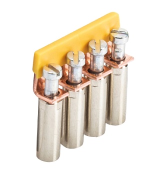 Соед. мостик IVB WK 4/D..- 4 - Соединительная перемычка, винтовая, неизолированная, 4 полюса, для клемм: WK 4/D1/2U; WK 4/D2/2U, цвет: желтый