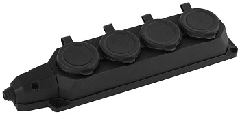 Колодка удлинителя 4-м с заземл. 16А IP44 K-4e-B-IP44 каучук черн. Б0044546