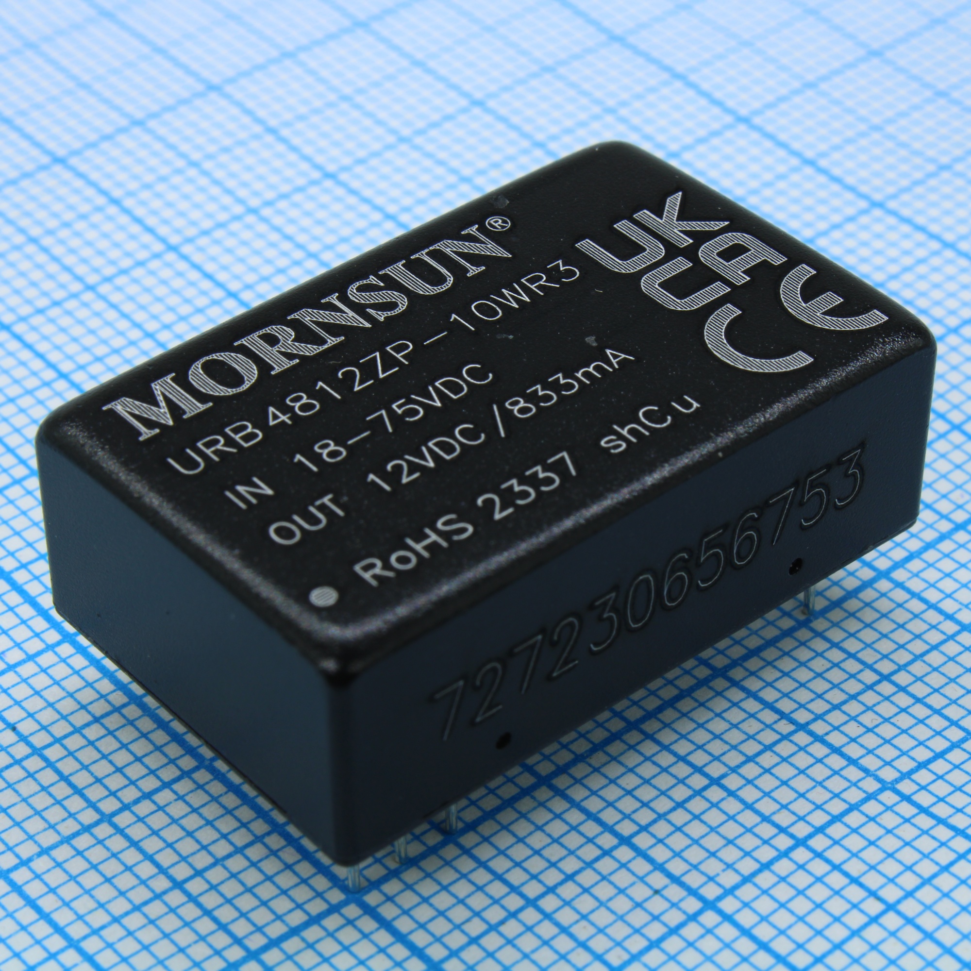 URB4812ZP-10WR3 - Преобразователь DC/DC мощность, Вт: 10 вход 48В выход 12В 833мА изоляция: 1500В