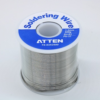 TS-63A2500 Sn63Pb37 1.2мм 500г - Свинцовый одноканальный трубчатый припой с флюсом 2.0% ROL0, температура плавления 183-184°С