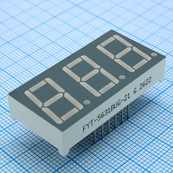 FYT-5631BUG-21 - 3-х разрядный индикатор 14,2мм/зеленый/570нм/30-80мкд/ОА