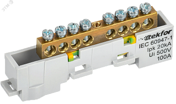 TEKFOR Шина PE земля неизолированная на универсальном держателе 6х9-8-Ж IEK TF-NN10-08-DL-K05