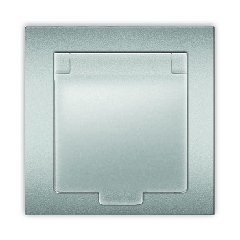 Розетка 1-м СП Афина 16А IP20 с заземл. с крышкой в сборе серебр. A0029-S