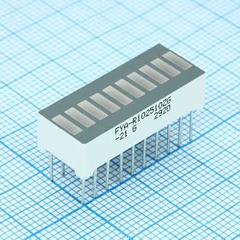 FYA-R102510ZG-21 - 10 сегментный шкальный дисплей/зеленый/570нм/14-18мкд 25,4х10,1мм