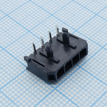 436500400 - Разъем типа провод-плата, 3 мм, 4 контакт(-ов), Штыревой Разъем угловой, Серия Micro-Fit 3.0