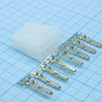 MF-2X4F +TERMINAL - Разъем питания Mini-Fit 8 контактов, гнездо на кабель, шаг 4,2мм