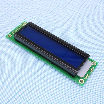 WH2002A-TMI-CT# - ЖКИ знакосинтезирующий 20 x 2, STN Синий Негативный/прозрачный, светодиодная подсветка Белая, размеры 116x37 мм, видимая область 85x18.6 мм, -20...70°C, контактные площадки 2 ряда слева 16 выводов