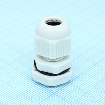 Кабельный ввод PG-07G - Кабельный ввод, PG7, диапазон зажимаемых проводников: 3.6 - 6 мм, пластик, серый