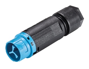 Разъем RST16I3/2S S1 ZT4S H BL - Вилочный разъем на кабель диам. 5-9,5 мм, IP68(69k), 2 полюса, цвет: голубой, номинальные характеристики: 250V/400V 16A, серия gesis RST MINI