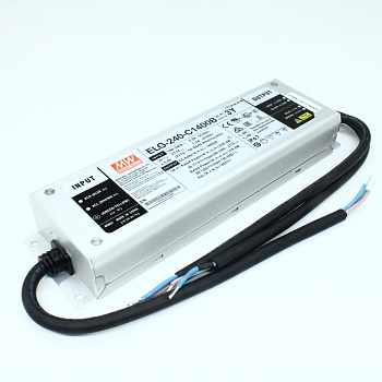 ELG-240-C1400B-3Y - AC-DC, 239.4Вт, IP67, вход 100…305В AC, 47…63Гц/142…431В DC, ККМ, выход 86…171В/1400мА, изоляция 3750В AC, в кожухе 244х71х37.5, -40…+70°С, димминг 3 в 1, с проводом заземления