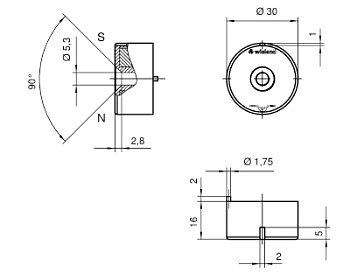 Авт.магнитн.выкл-ль 	 SMA 3300 5 x MAGN - Магнит для выключателей SMA 03xx, круглая форма, серия SAFETY