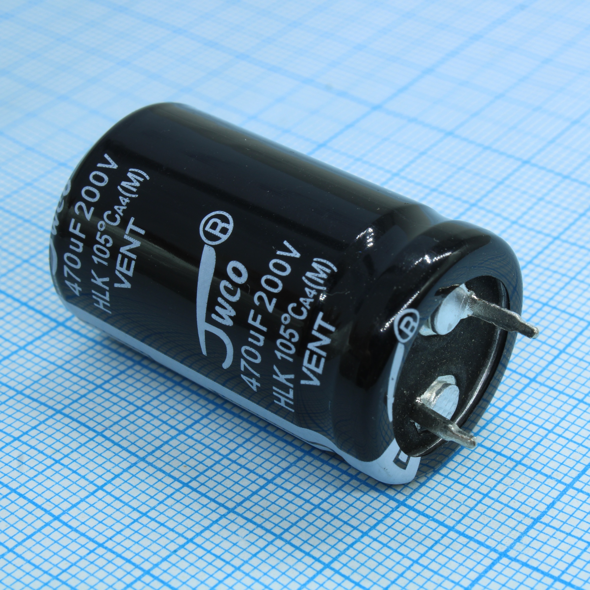 HLK471M2DBKJ2235VBK - Конденсатор алюминиевый электролитический 470мкФ 200В ±20% (22х35мм) защелкиваемые выводы 10мм 2000часов 105°C россыпь