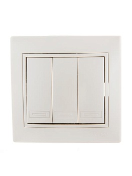 Выключатель 3-кл. СП Mira 10А со вставкой жемчуж./бел. перламутр. 701-3030-109