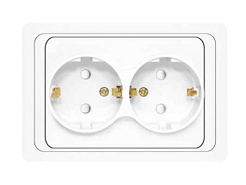 Розетка 2-м СП Валери 16А IP20 с заземл. защ. шторки бел. В0128x