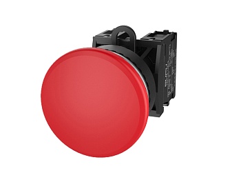 Кнопка грибовидная (красная) TS2520-0FM10-S20 - Кнопка грибовидная, без блокировки, без подсветки, алюминиевое переднее кольцо, с мгновенным нажатием, с контактной группой 2NO, диаметр головки кнопки 40 мм, диаметр посадочного отверстия: 22 мм, цвет: крас