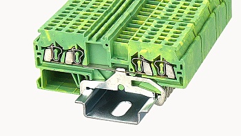 Заземляющая клемма WS1.5-QU-PE-01P-1C - Заземляющая клемма, 4 точки подключения, тип фиксации провода: пружинный, номинальное сечение: 1,5 мм кв., ширина: 4 мм, цвет: желто-зеленый, тип монтажа: DIN35