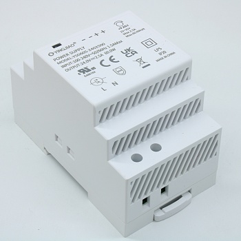 YSD60S-2402500 - AC-DC, 60 Вт, вход 85~264Vac, выход 24Vdc, в кожухе на DIN-рейку, КПД 90%, ном.Р_вых.>?105~160%, изоляция Class II, OL-Hiccup Mode - автоперезагрузка, 52*58*90 мм , -10...+40°С