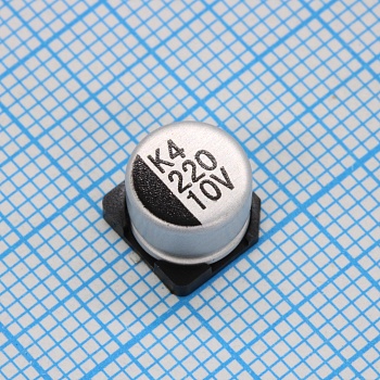 CK010M221F6BPKKKV00R - Конденсатор алюминиевый электролитический 220мкФ 10В ±20% (8х8.5мм) для поверхностного монтажа 2000час 105°С лента на катушке