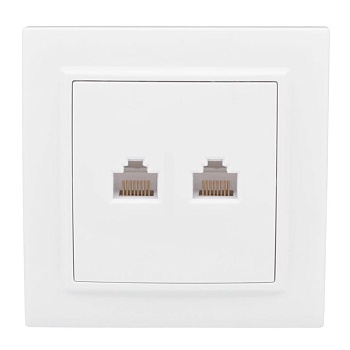 Розетка компьютерная + телефонная 2-м СП Минск RJ45 + Phone бел. Basic ERK00-135-10