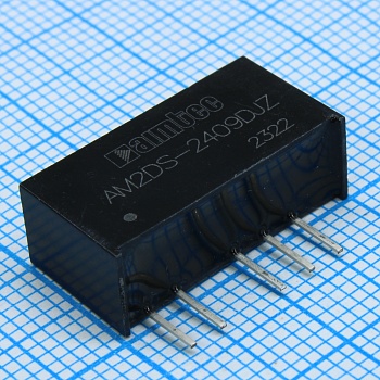 AM2DS-2409DJZ - DC/DC, 2Вт, вход 21.6…26.4В, выход ±9В/±0.011…0.111А, изоляция 1500В DC, КПД 81%, максимальная емкостная нагрузка не более ±470мкФ, SIP7, 19.65x7.05x10.16мм, -40…105°C, пластик