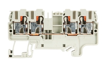 Клемма сдв. WTP 2,5/4 D2/2 - Проходная клемма, 4 точки подключения, тип фиксации провода: push in, номинальное сечение: 2,5/4 мм кв., 32A, 800V, ширина: 5 мм, цвет: серый, тип монтажа: DIN 35