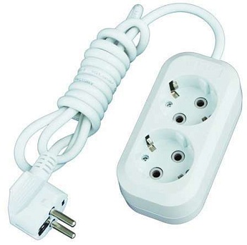 Удлинитель 2х5м с заземл. 13А IP20 Е-302 ПВС 3х1 АБС-пластик 9631974