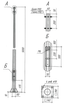 Опора ОГКф-5 (3мм 60/110 фл.190х10 мц. 140 отв. 19х4) гор. оцинк. МК 90056