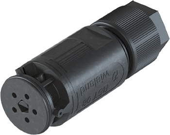 Разъем RST08i5 S B1 ZR1 H SW - Розеточный разъем на кабель диам. 5-10.6 мм, IP68(69k), 5 полюсов, цвет: черный, номинальные характеристики: 250V/400V 8A, серия gesis RST MICRO