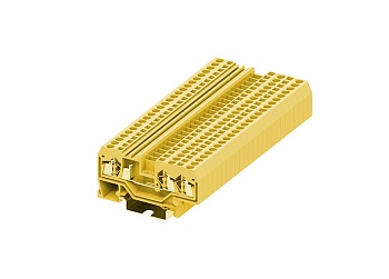 Проходная клемма 225955 - Проходная клемма, TA2.5, 3 точки подключения, тип фиксации провода: пружинный, номинальное сечение: 2,5 мм кв., 24A, 800V, ширина: 5 мм, цвет: желтый, тип монтажа: DIN 35