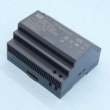 HDR-150-12 - AC-DC, 135.6Вт, вход 85...264 В AC 47...63Гц/120...370В DC, выход 12В/11.3А, рег. выхода 10.8…13.8В, изоляция 3000В AC, в кожухе на DIN-рейку, 105х90х54.5мм, -30...+70°С