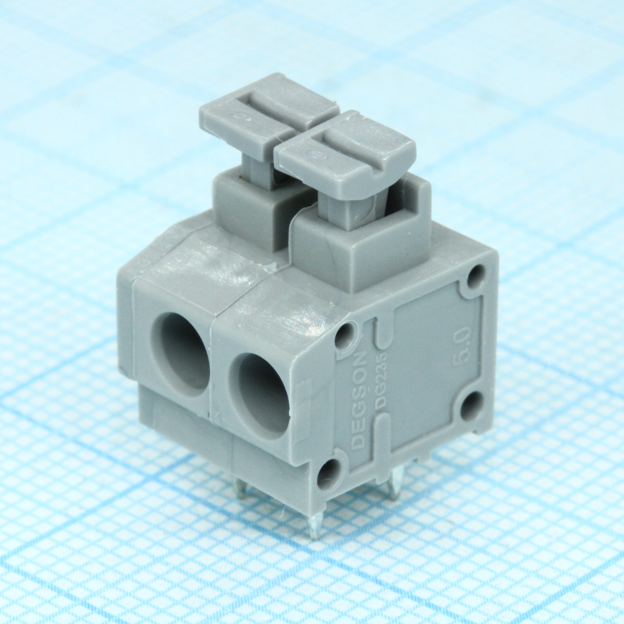 DG235-5.0-02P-11-00A(H) - Нажимной безвинтовой клеммный блок 2 контакта. Зажим типа торцевой контакт. Серия DG235-5.0