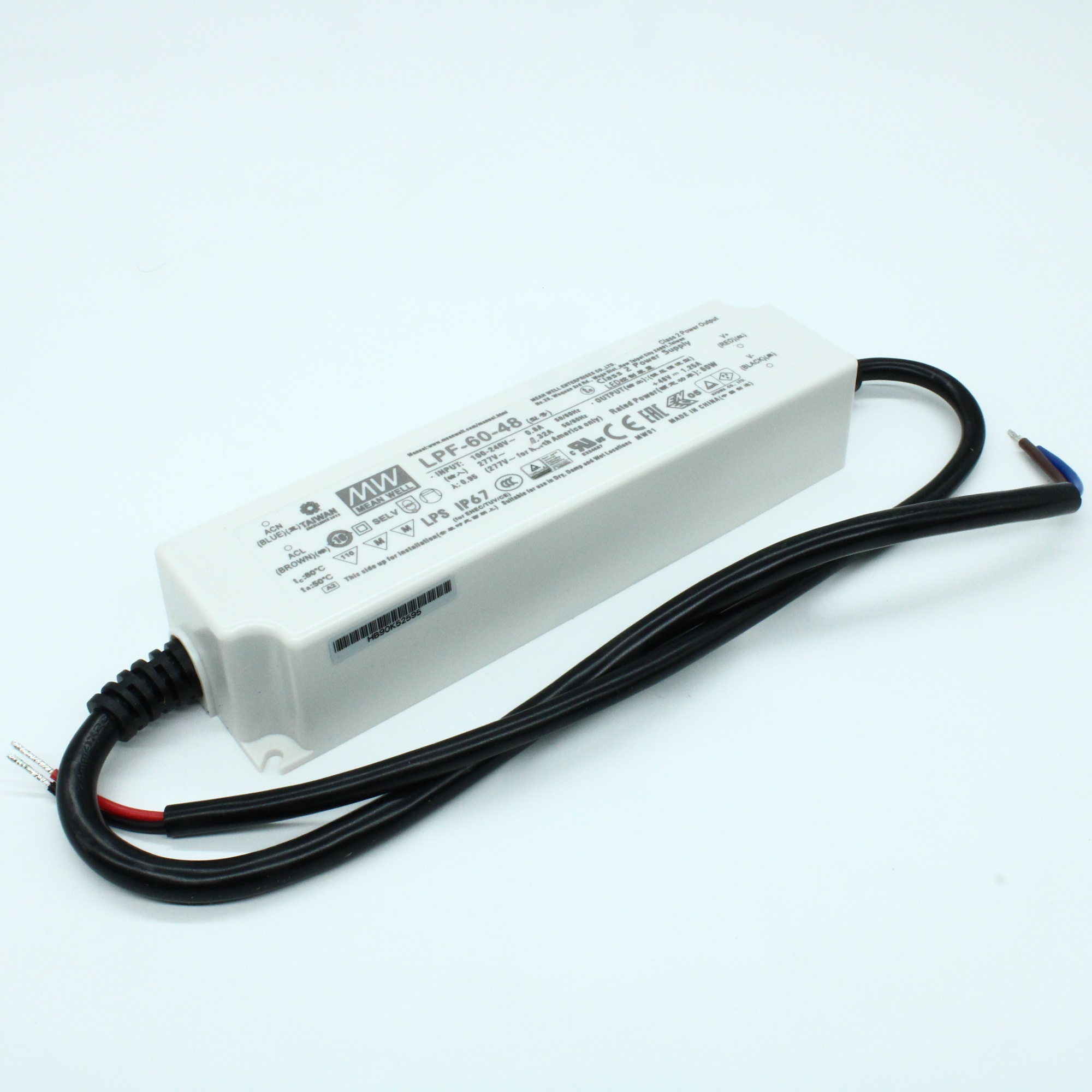 LPF-60-48 - AC/DC LED CV+CC, 60Вт, вход 90…305В AC, 47…63Гц /127…431В DC, выход 28.8…48В/1.25A, ККМ, изоляция 3750В AC, в кожухе 162.5х43х32мм, -40…+80°С, IP67